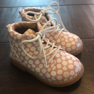 Boots- pink and white polka dot size 7
